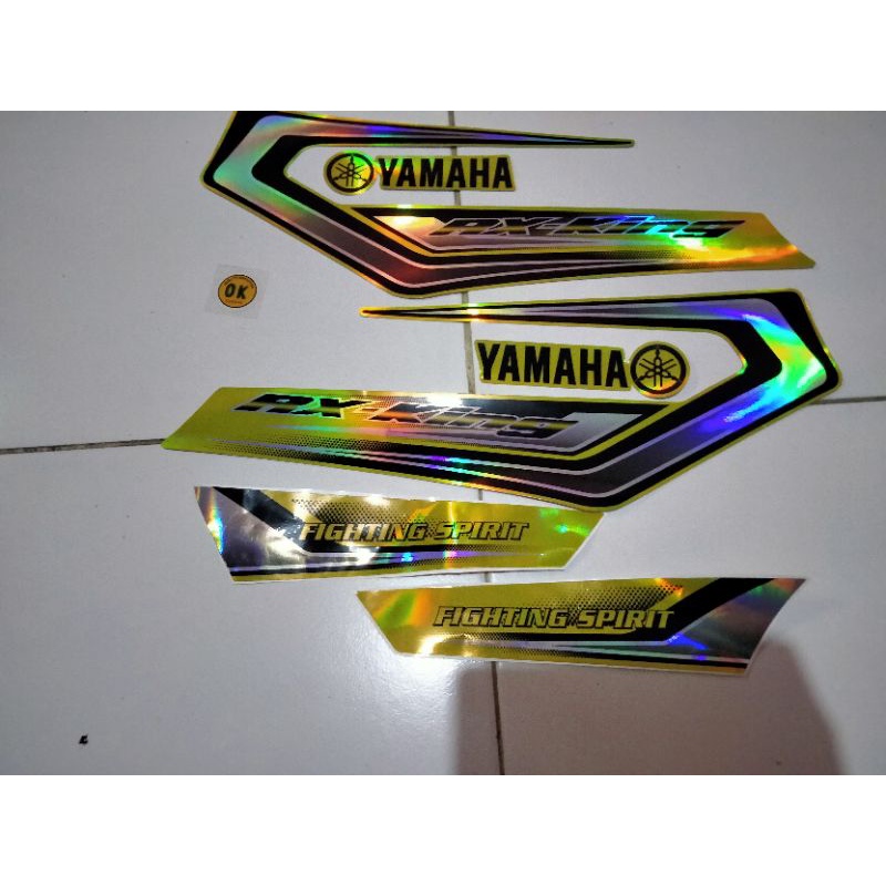 striping stiker RX king custom hologram versi 1-Kuning komplit