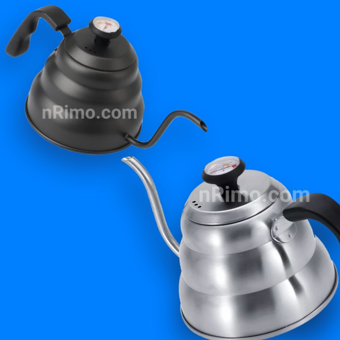 Teko Kopi Leher Angsa Termometer Stainless Steel Gooseneck Kettle Teh