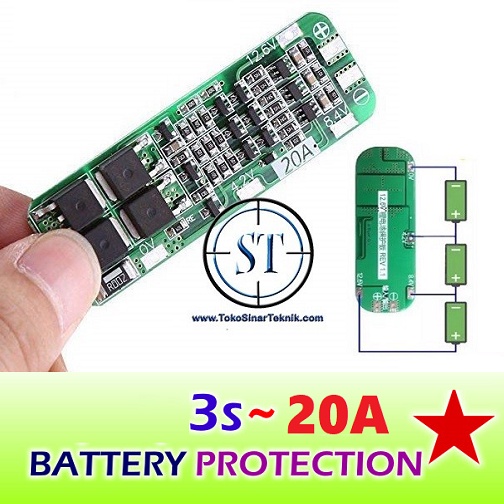 3S Module Charger Battery Lithium 18650 12.6V 20A BMS Protection Board Modul Batterai Battre Case Cas 20 Amper