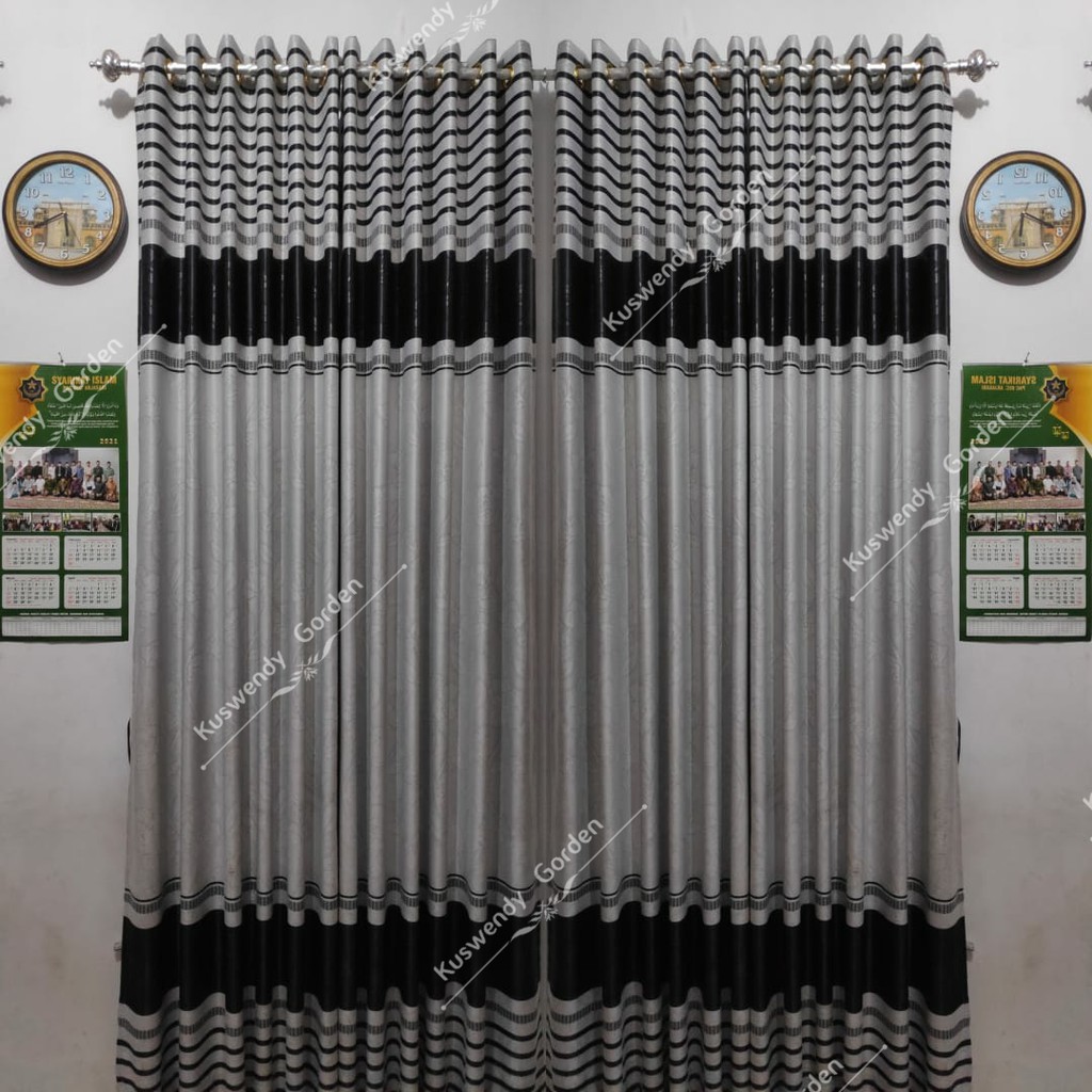 Gorden Blackout Garis 200 x 250 cm Tinggi 2.5 meter Hordeng Jendela Pintu Tirai Minimalis