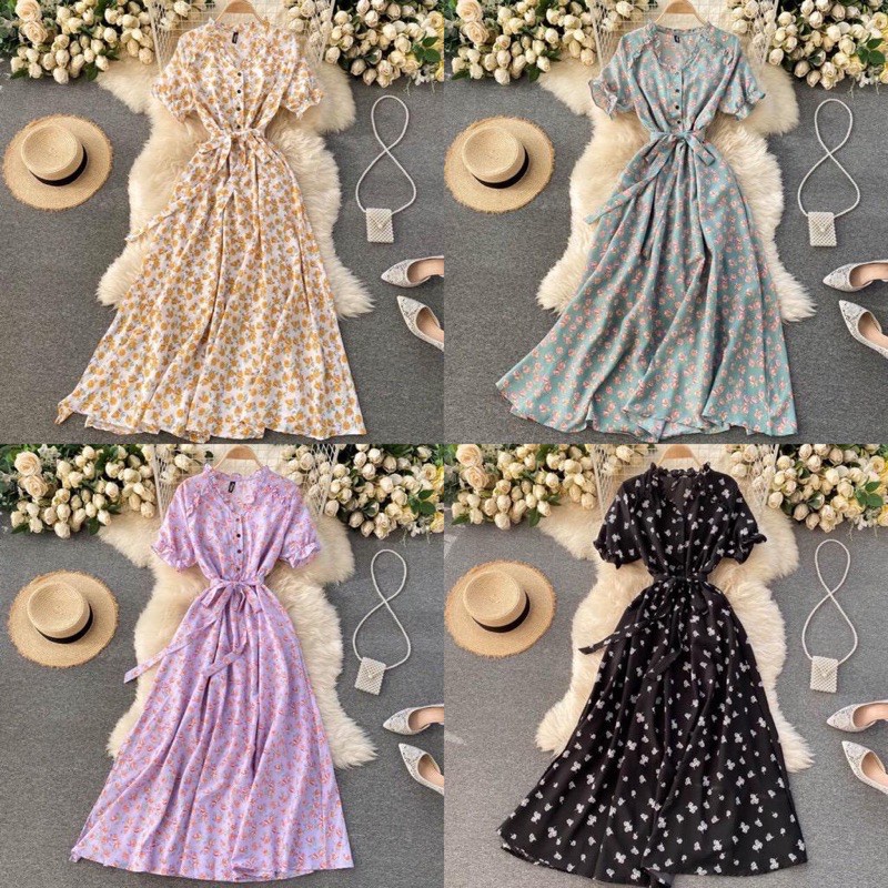 Baju Import Wanita TERMURAH Floral Ruffle Dress D9652