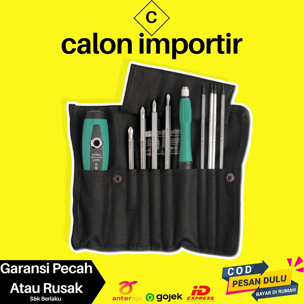 Paket Obeng Drei Magnetic Set Lengkap Tool Kit 10 in 1 Reparasi HP Jam Elektronik GRATIS CASE WADAH