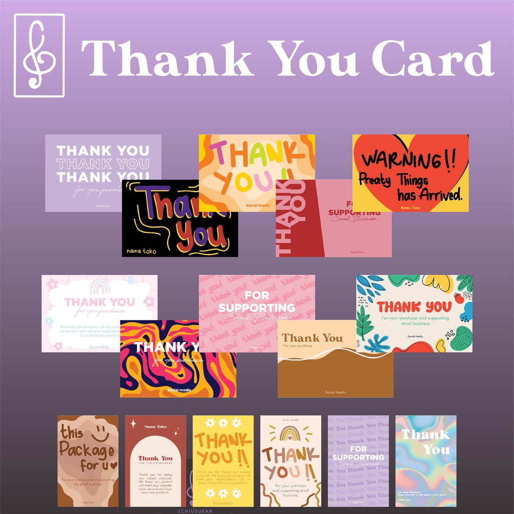 Thanks Card / Thank You Card / Kartu Ucapan Terima Kasih Custom Desain by GENIUSUGAR