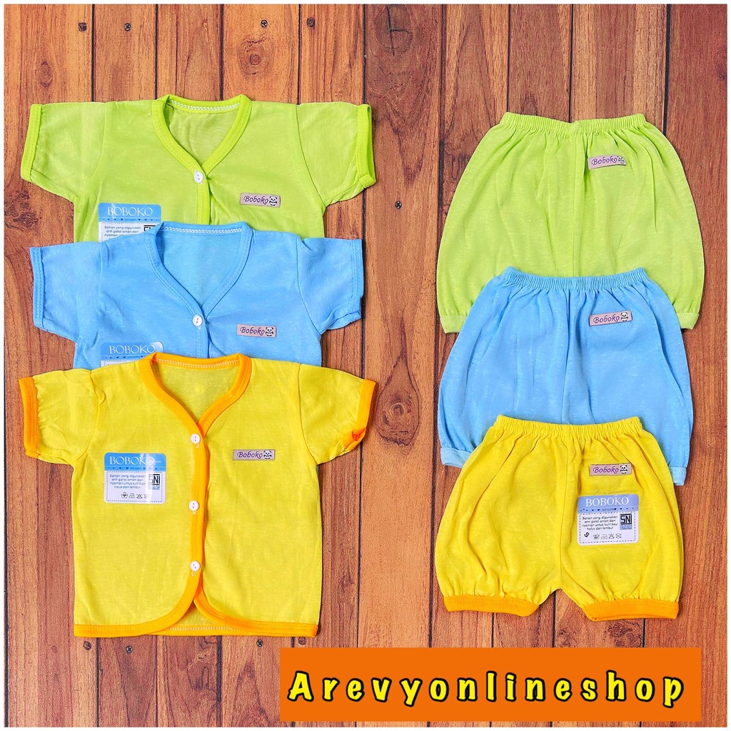 1 Setelan Baju Bayi Pendek Celana Pendek DK Warna 0-4 Bulan Bahan Lembut Murah Berkualitas