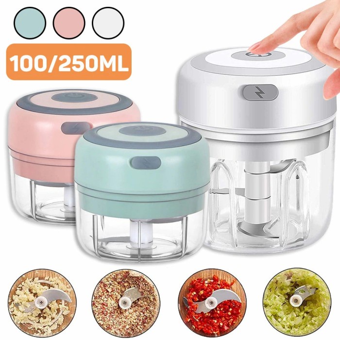 Blender 2in1 Bumbu Mini Chopper Portable Elektrik USB recharge Cordles