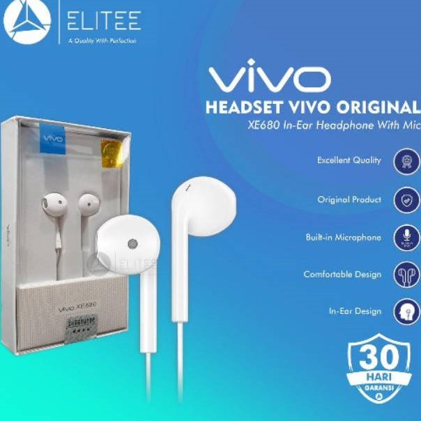 READY  Headset VIVO + PACK Original - Handsfree Earphone Vivo With Mic XE680 V9 V15 V15 pro V11