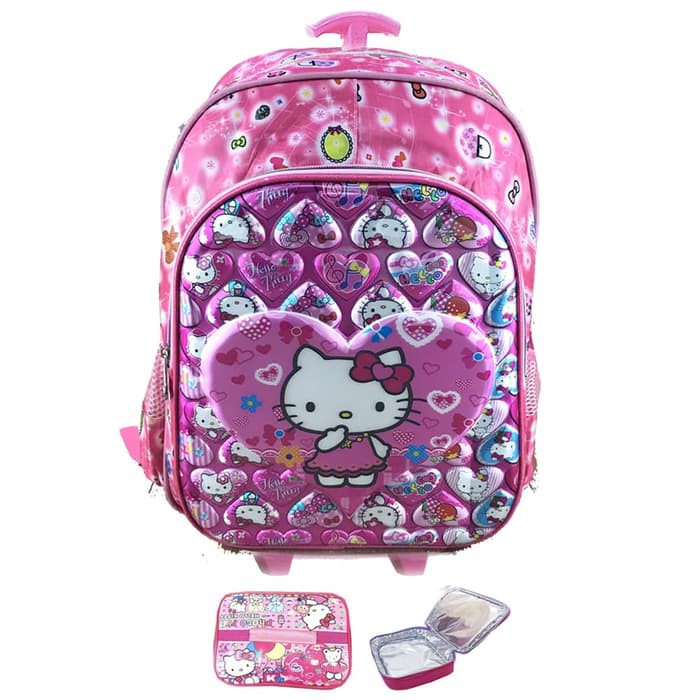 TAS ANAK IMPORT AWET TROLEY SEKOLAH ANAK SD 5D HELLO KITTY LOVE IMPORT LB