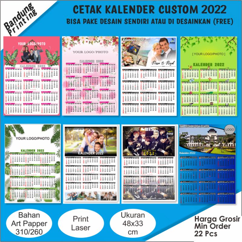 

CETAK KALENDER FOTO 2022 CUSTOM MURAH BISA PAKAI PHOTO/LOGO SENDIRI TANPA MIN ORDER