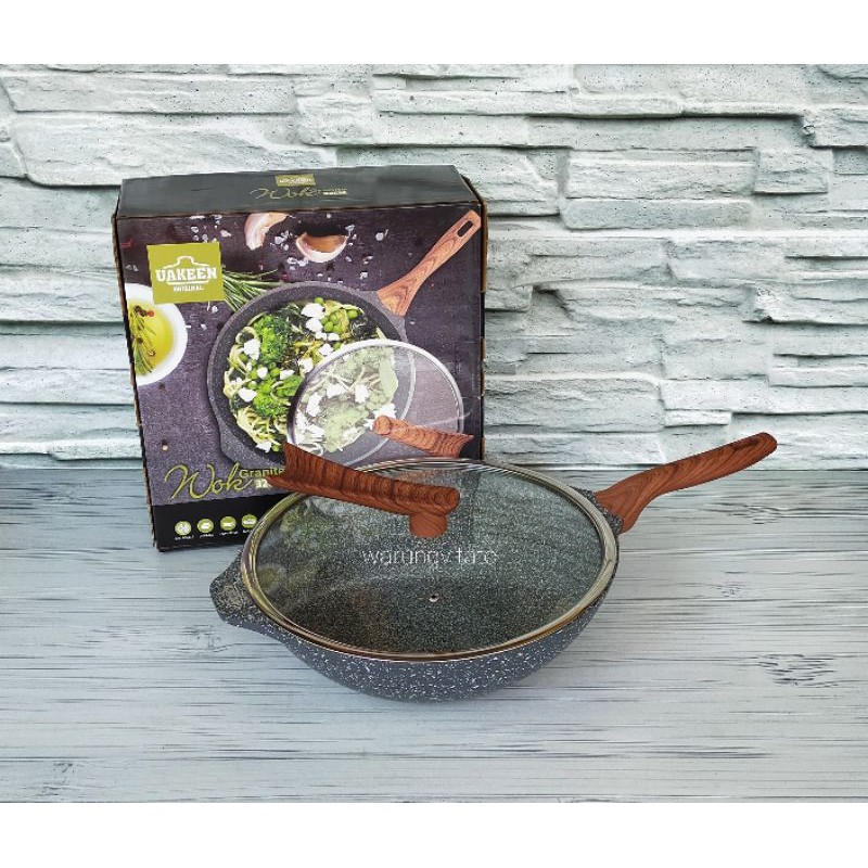 UAKEEN WOK GRANITE 32CM WOKPAN WAJAN PENGGORENGAN GRANITE VK170