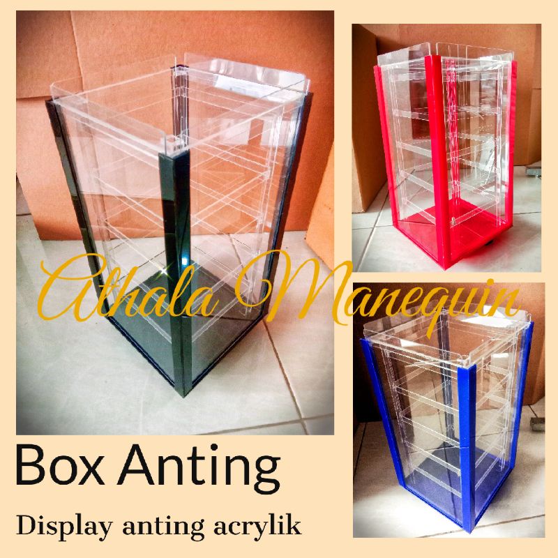 Box Pajangan Display Kotak Penyimpanan  anting giwang perhiasan tusuk Akrilik Acrylic Putar jumbo