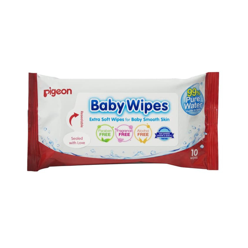 Pigeon Pure Water Baby Wipes Isi 10 Tisu Basah