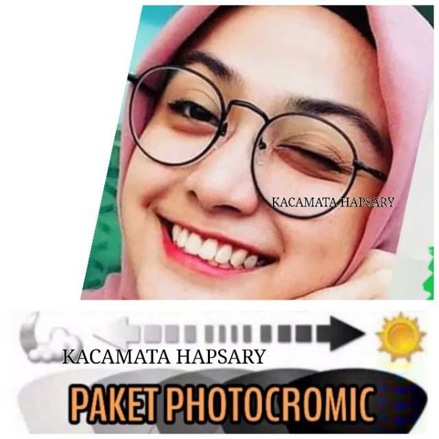 Frame Kacamata Bulat | Kaca mata Minus | Kacamata Photocromic | Kaca mata Wanita 9765