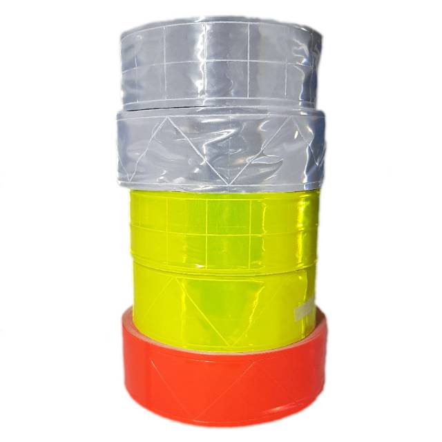 Pita Scotchlite Plastik 5 cm per Roll (50 meter) Skotlet Scotlight 2 inch Pemantul Cahaya Plastik Jahit Rompi Proyek Safety Vest