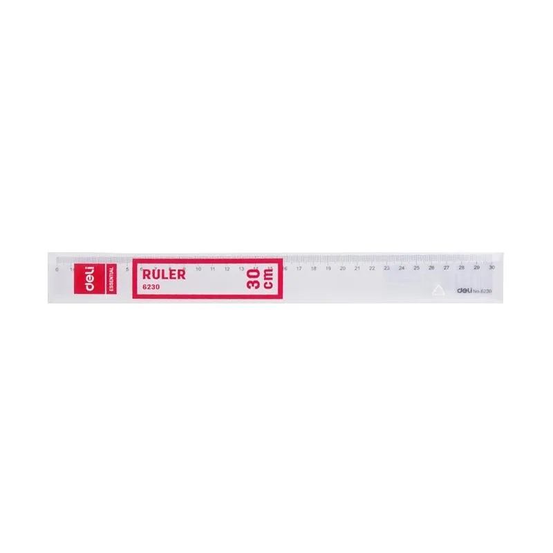 PENGGARIS MISTAR 30 CM PLASTIK DELI 6230 TEBAL TRANSPARANT
