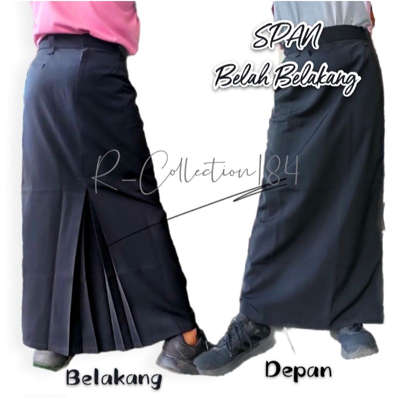 Rok SPAN REMPEL BELAH BELAKANG Kerja Sekolah Putih Abu SMA Biru SMP Hitam Kerja Kantor Formal M L XL XXL