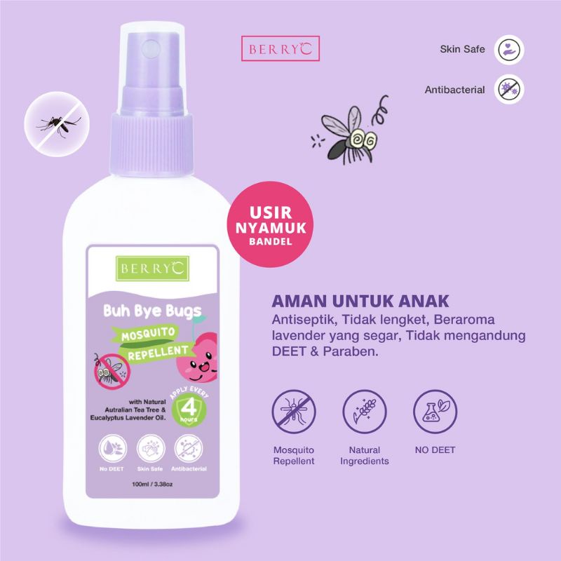 BerryC Buh Bye Bugs Mosquito Repellent 100ml - Berry c