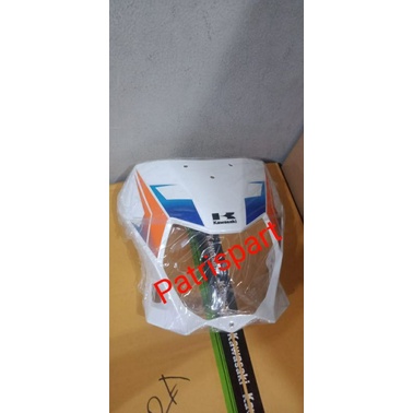 Batok lampu klx 150 bf putih list biru orange ori kawasaki
