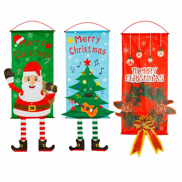 Banner Spanduk Merry Christmas Outdoor Dekorasi Natal Krans Pintu Kaca Hiasan Natal Harga Grosir Termurah