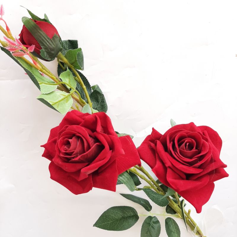 BUNGA MAWAR SUDUT 3 KUNTUM - BUNGA ARTIFICIAL - BUNGA HIAS (BMS25)-2