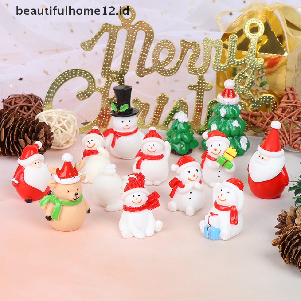 【beautifulhome12.id】 Christmas Snowman Santa Claus Trees gift Figurines Fairy Garden Miniatures Craft .