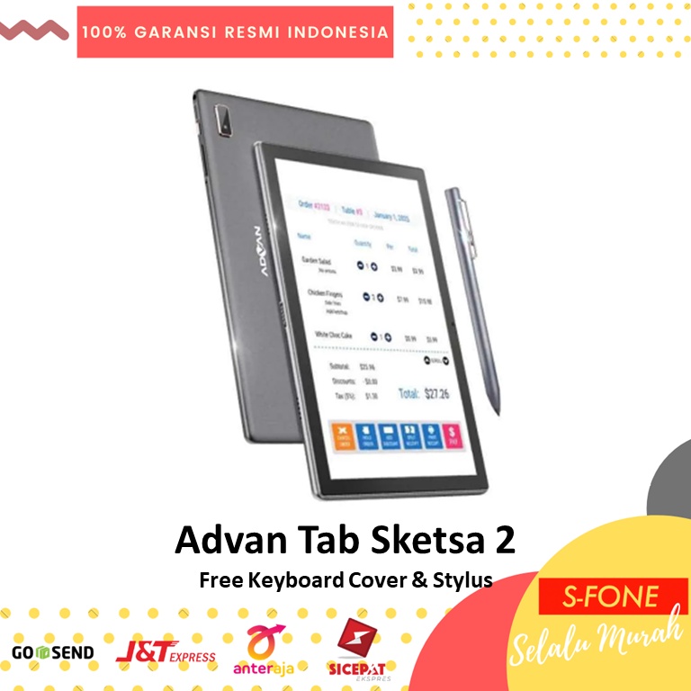 Advan Tab Sketsa 2 4/64GB Free Keyboard Case &amp; Pen Stylus Garansi Resmi