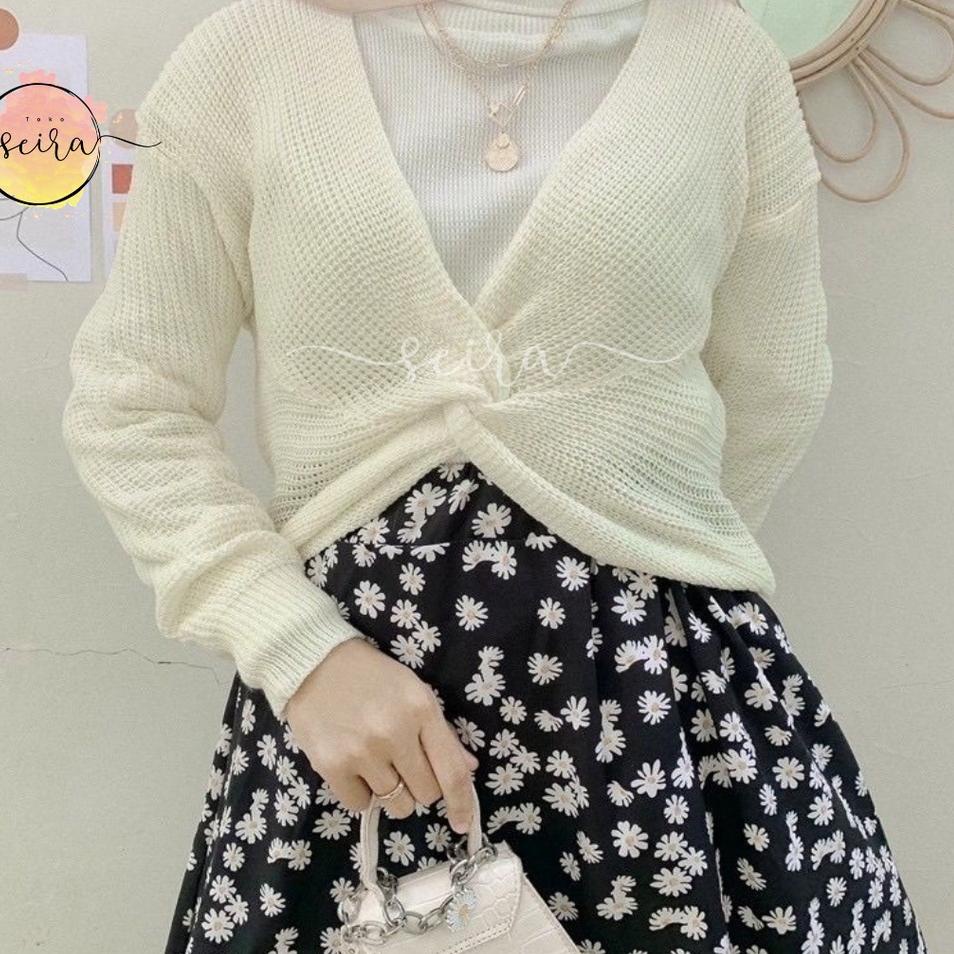 リ BISA  Moluna Knitted Sweater / Oslo Sweater / Cardigan Rajut / Cardigan Silang / Olso Baju Cardy S