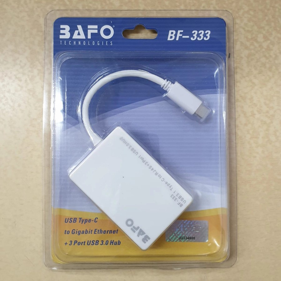 Bafo Type C To LAN Gigabit + USB HUB 3Port USB 3.0 BF-333