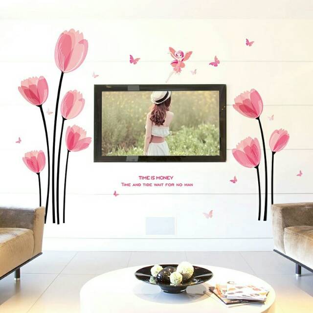 RELIZA WALL STICKER BUNGA TULIP FLOWER SK9076 STIKER DINDING