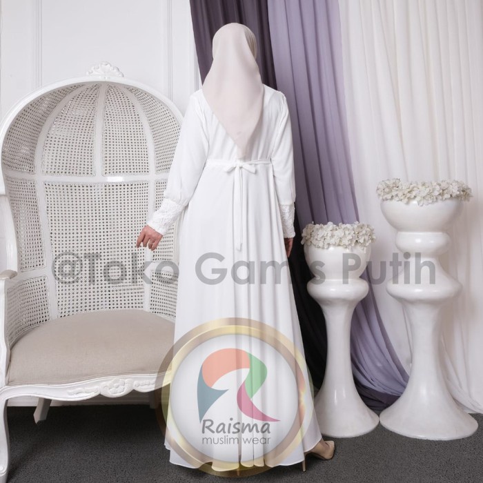 Gamis 2022 Putih Tulang Putih Cantik Lebaran Raisma Dan Baju Wanita Ga