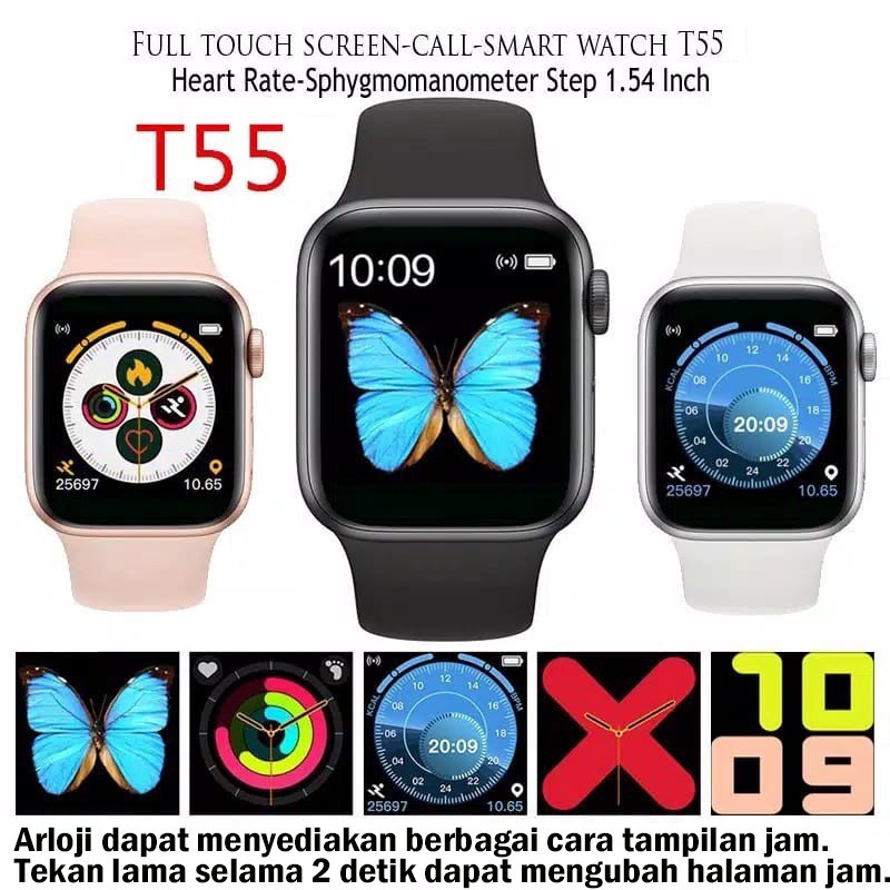 SMART WATCH T55 ORIGINAL double strap ＋JAM TANGAN PINTAR Touch Screen+bisa telfon & ganti walpaper