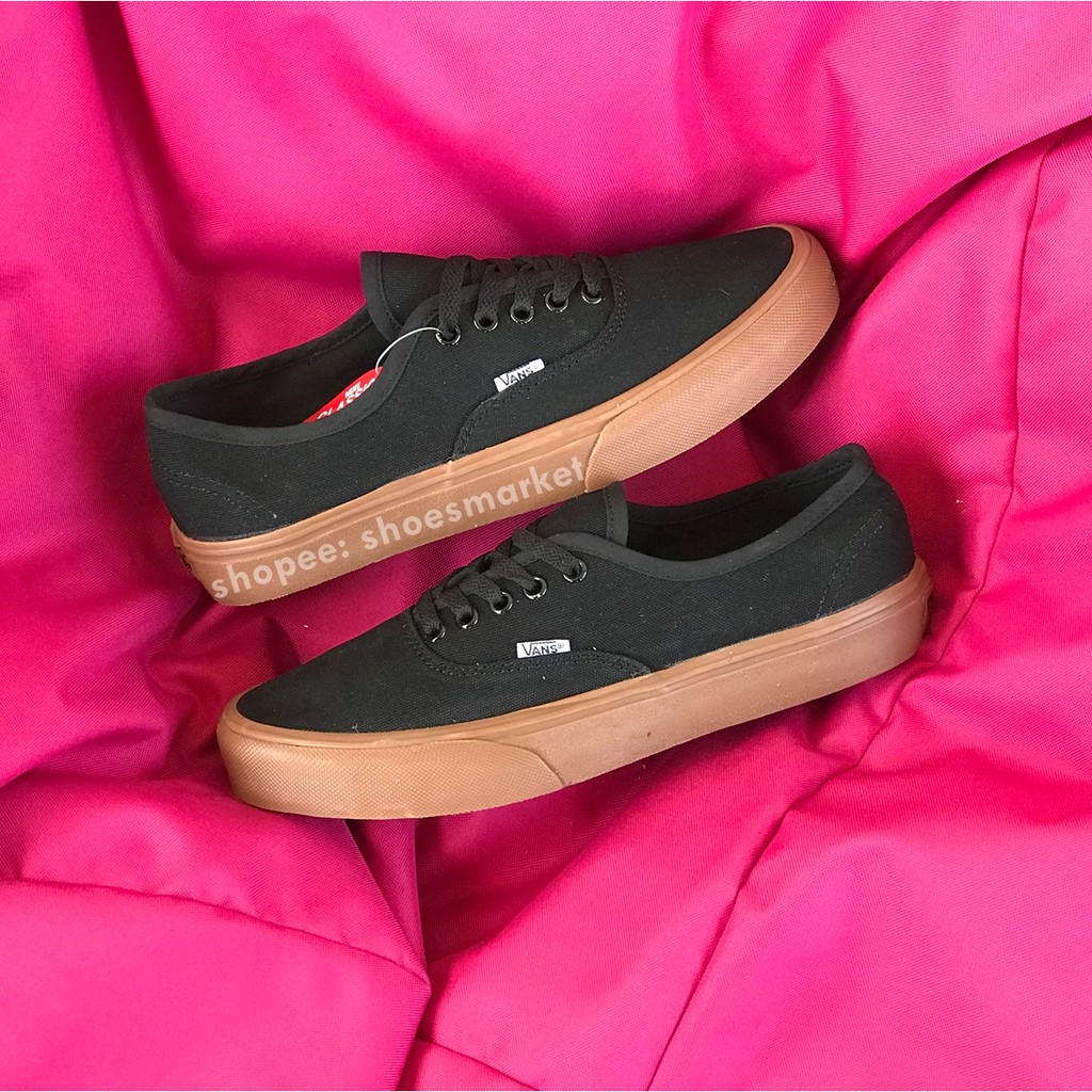 OBRAL SEPATU VANS AUTHENTIC MONO BLACK GUM LIST HITAM