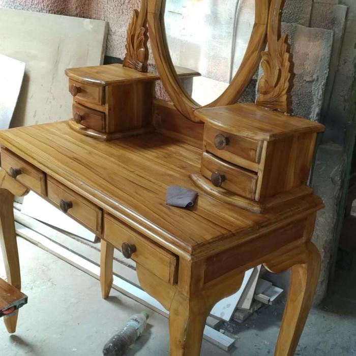 Meja rias canti kayu jati asli