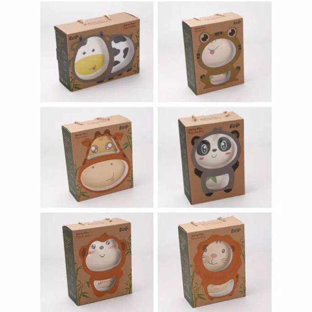 BIANCA - Perlengkapan Makan Anak Bamboo Set Animal Edition