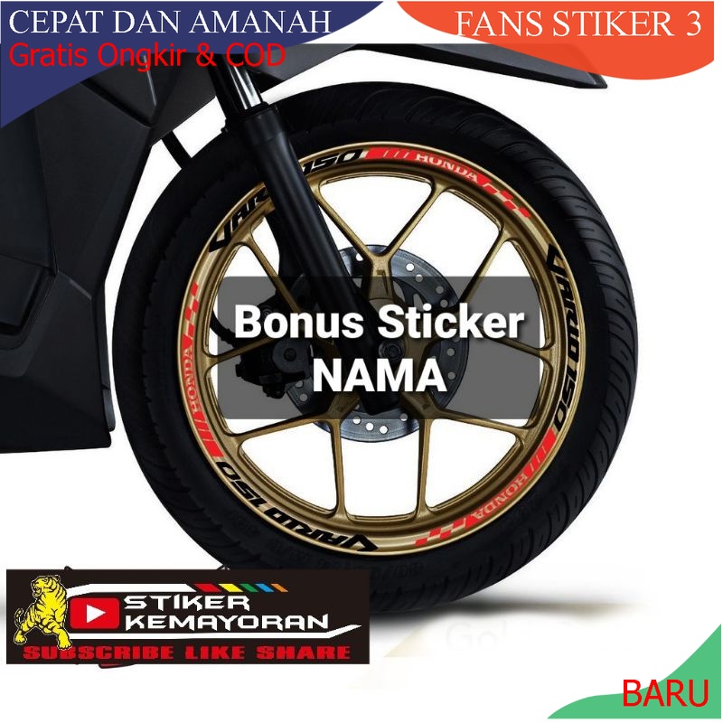 TERBARU Cutting stiker lis roda motor vario VELG GOLD 110 125 150,velg vario murah - merah full Berk