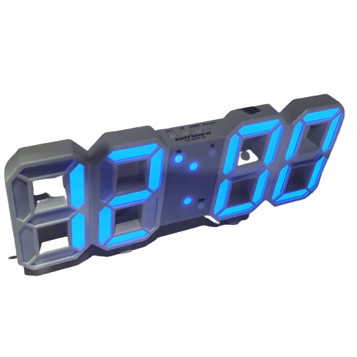 Jam Digital LED Biru Alarm Meja Dinding Clock Taffware