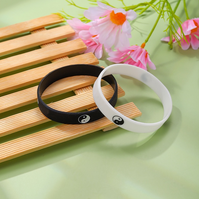 Gelang Bahan Silikon Gaya Punk Hip-hop Untuk Pria Dan Wanita