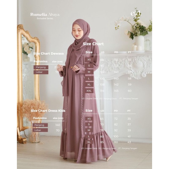 Free dalaman jilbab Pre order Rumelia Abaya ori kazami