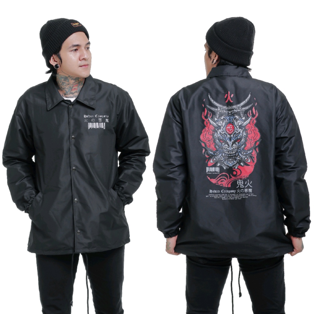 JAKET PRIA - JAKET COACH SALVIO HEXIA - JAKET WINDBREAKER - JAKET PARASUT PRIA - JAKET PARASUT-Hitam Oni