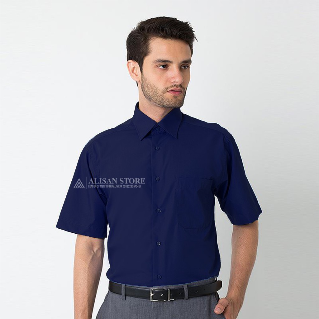 KEMEJA ALISAN ORIGINAL BIRU DONGKER PENDEK (B7)