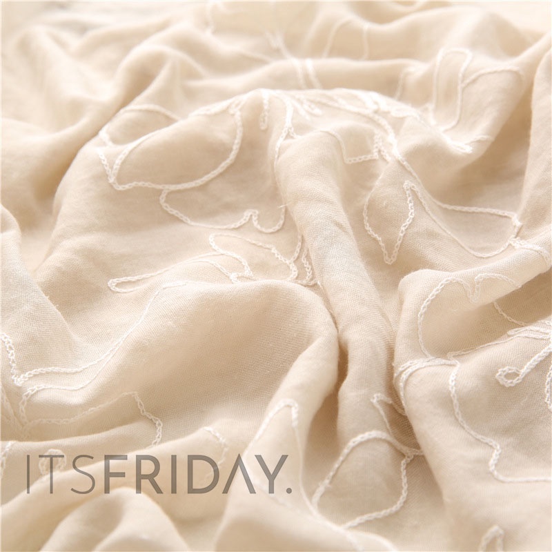 ITSFRIDAY NEVA Scarf - Premium Pashmina Shawl Selendang Syal Pasmina Hijab Import Motif Lace Renda Bordir Bunga Nude Cream