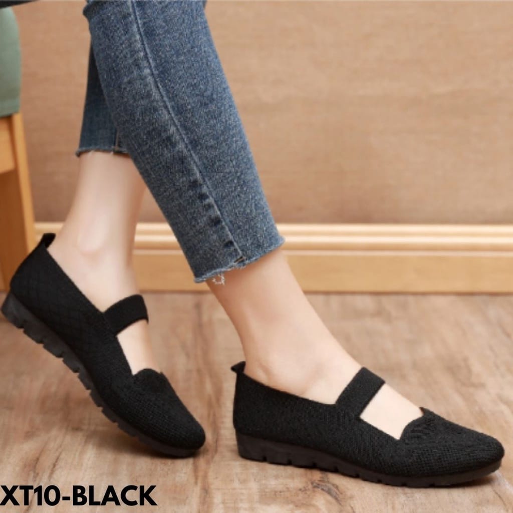 SEPATU SNEAKERS WANITA SLIDES STRAP SIMPLE DAILY BAHAN FLYKNIT IMPORT T10