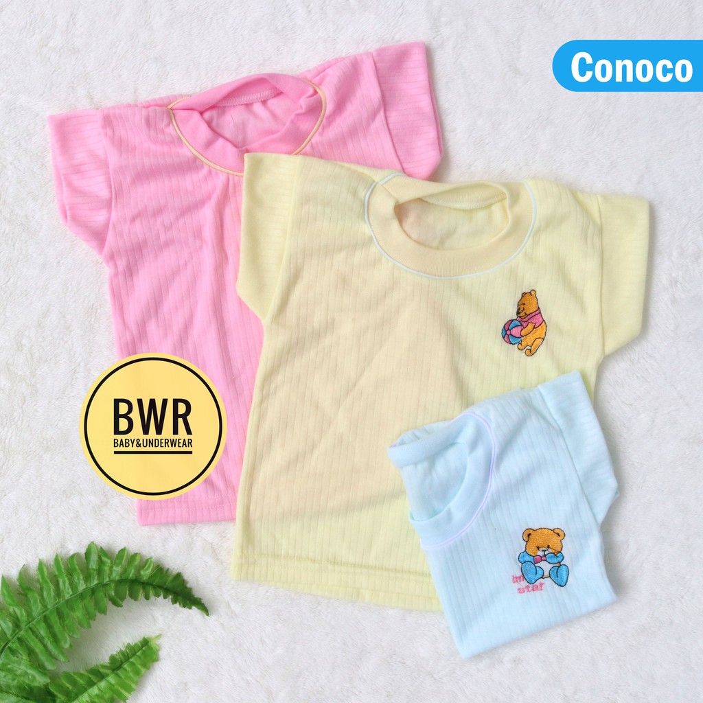 [ 3pc ] Kaos Oblong Conoco SALUR WARNA | Kaos Bayi Newborn Berkualitas - Bwr