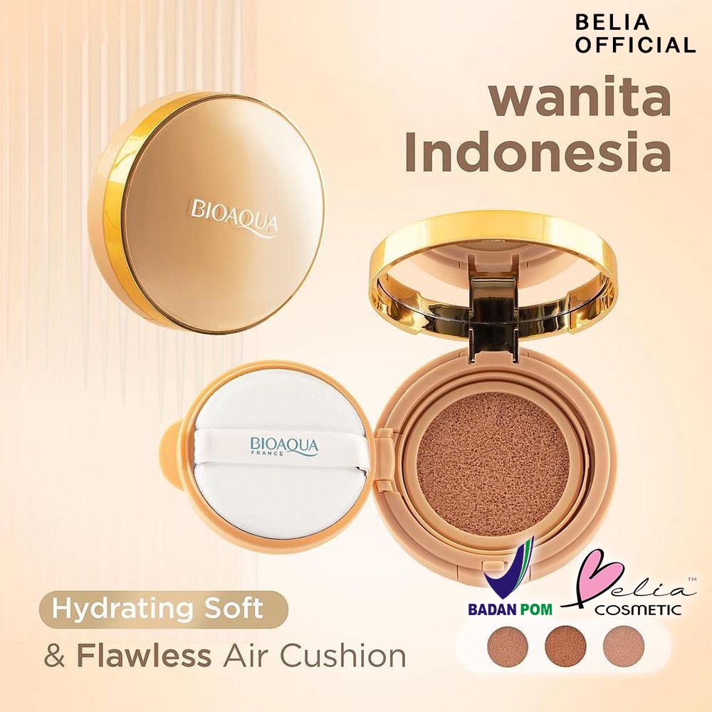 ❤ BELIA ❤ BIOAQUA BB Cushion + Refill | Netto 15g + 15g | Air Cushion | Coverage | Flawless | Make Up Foundation | BPOM