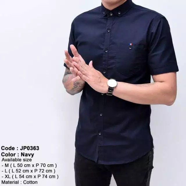 Baju Hem Kemeja Pria Cowok Dewasa Remaja Lengan Pendek Polos Kemeja Casual Formal Murah Hijau Army