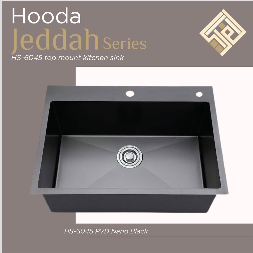 HOODA - Kitchen Sink / Paket Bak Cuci Piring 6045 Nano Black + Kran