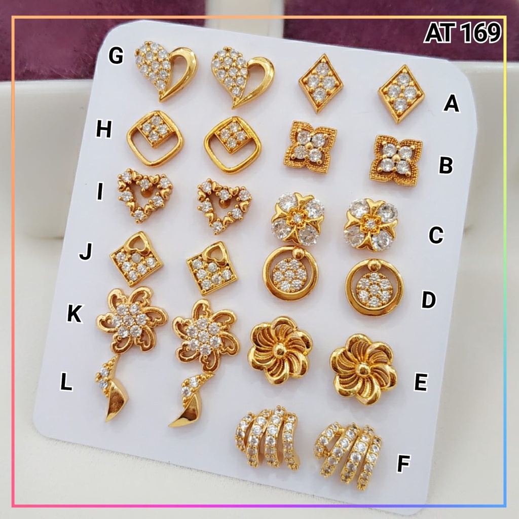 Anting xuping anting dewasa wanita tusuk bunga cantik permata perhiasan wanita lapis emas gold  AT 169