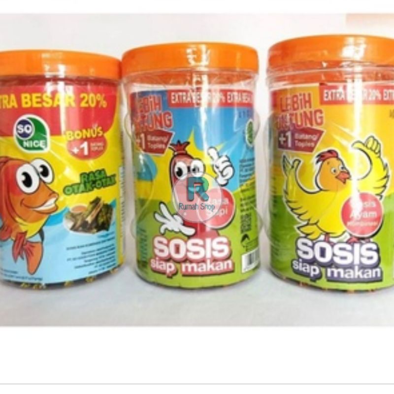 

SOSIS SO NICE RASA AYAM, SAPI 1 TOPLES 24+1 PCS SIAP MAKAN