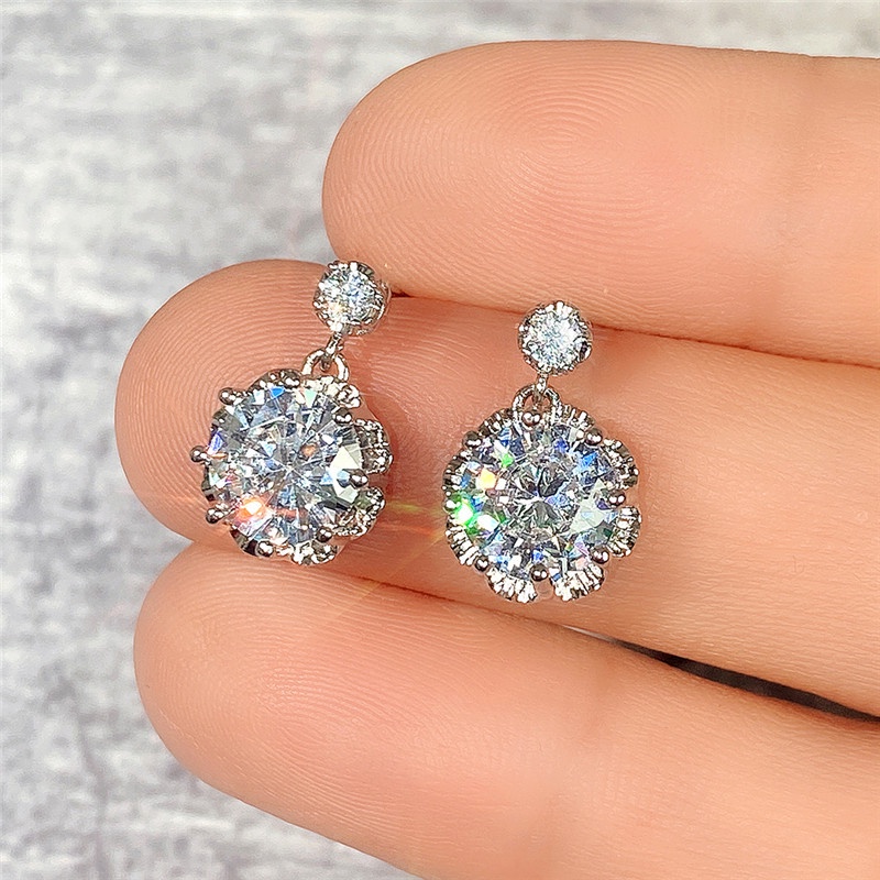 Anting Tusuk Gantung Temperament Hias Zircon / Berlian Gaya Trendy Berkilau Untuk Wanita