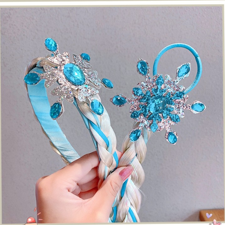 Bando Anak Rambut Wig Kepang Style Princess Frozen