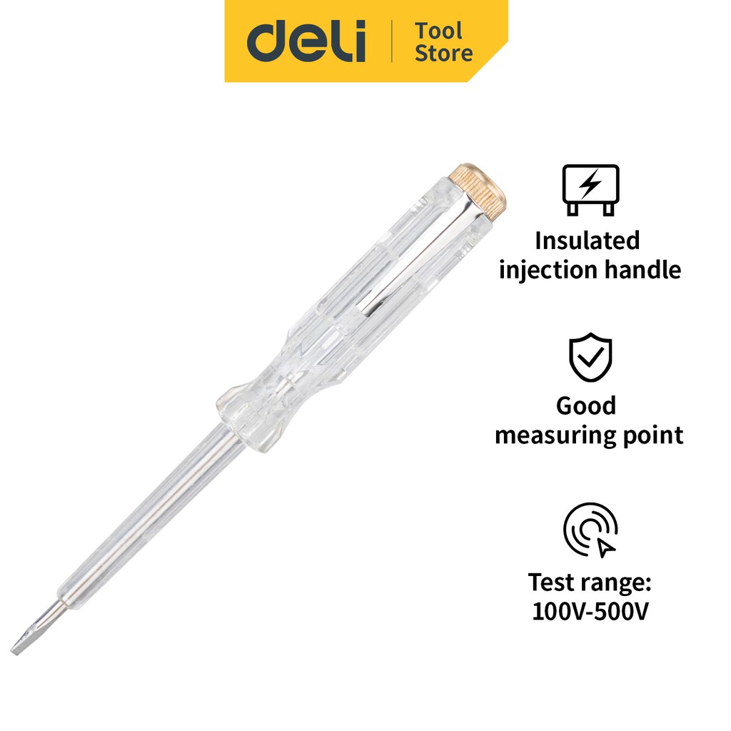 Deli Test Pen/Tespen 100-500 VAC 14 cm/19 cm DL8001 DL8002 /Alat Perkakas